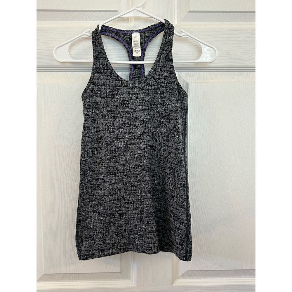 Ivivva by Lululemon grey Keep Ur Cool Racer Tank size 12 y back EUC